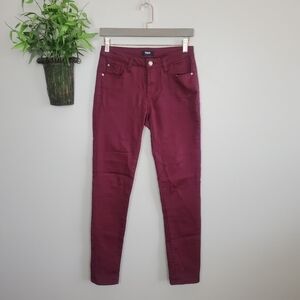 Kensie Knockout Skinny Mid Rise Jegging Burgundy Stretch Jeans 25 0